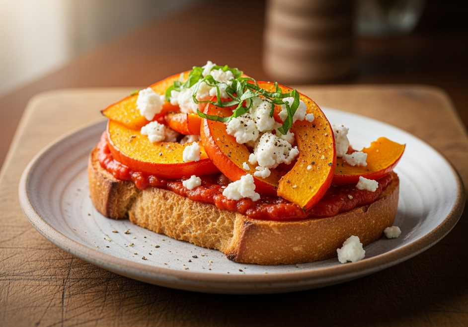 Recetas fáciles con calabaza para este otoño Recetas fáciles con calabaza para este otoño: Tosta de calabaza con Tomate frito y queso