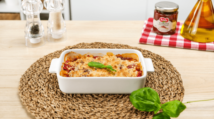Crumble de piquillos con Tomate Caramelizado