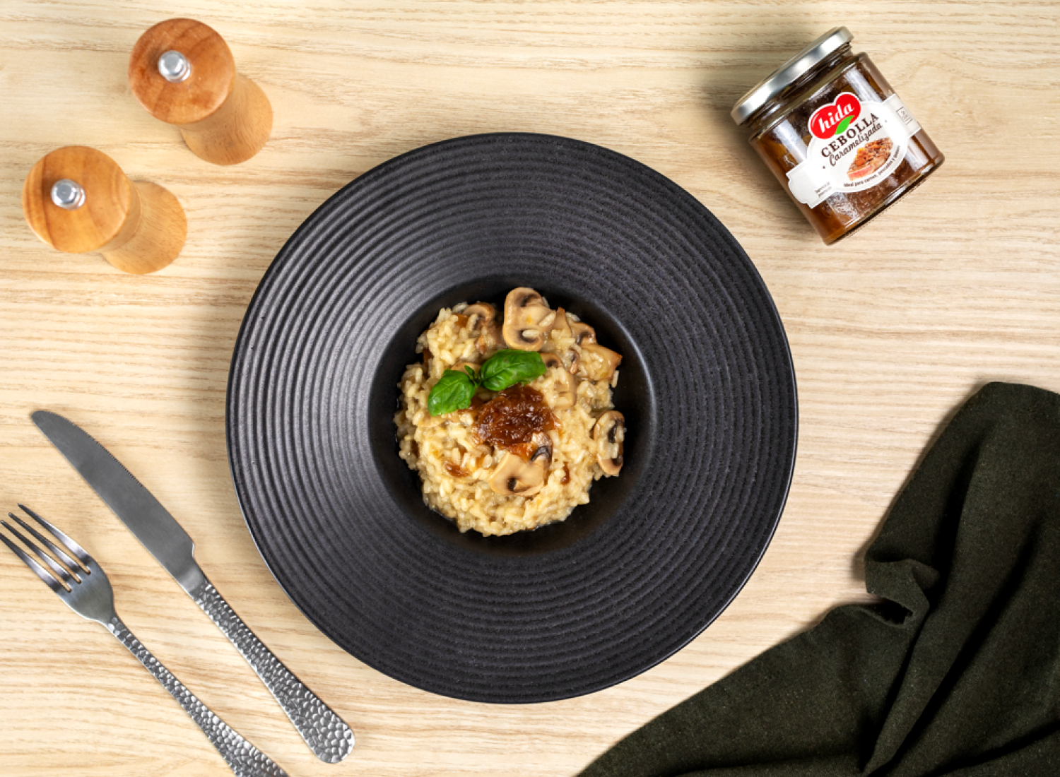 Receta de risotto con champiñones y Cebolla Caramelizada