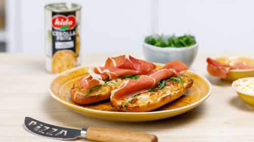 Receta de panini de Cebolla frita, rúcula y jamón serrano