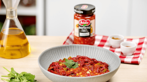 Chili vegano con Sofrito de Tomate y Cebolla